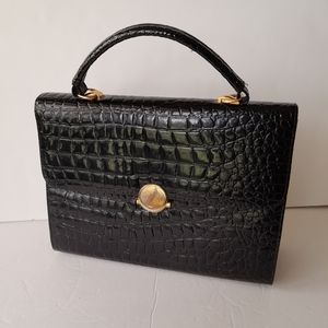Tianni Vintage Black Croc EmbossedHandbag